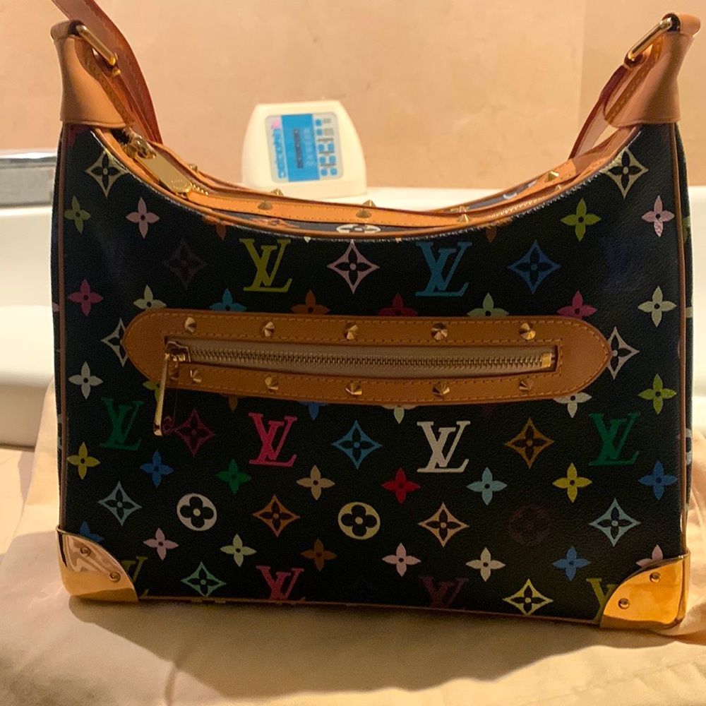 Louis Vuitton Boulogne Black Multicolor Monogram Canvas Shoulder Bag